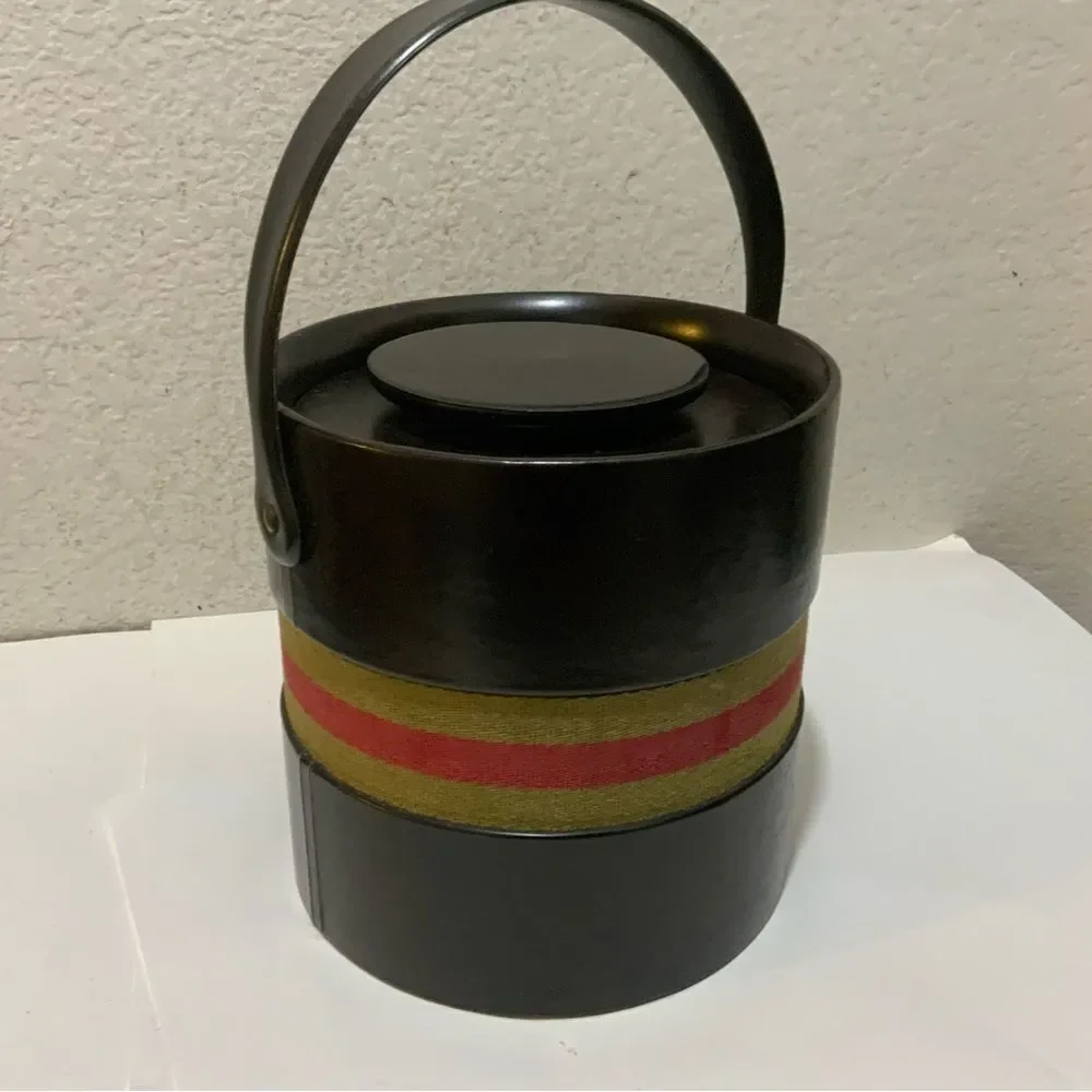 Vintage Kraftware Gucci Style Equestrian Faux Leather Buckle Ice Bucket Barware